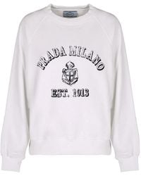 Prada - Logo Detail Cotton Sweatshirt - Lyst