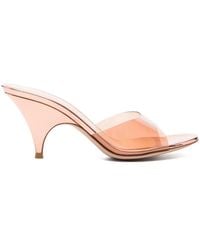 Gianvito Rossi - Metallic-Effect Transparent Heeled Sandals With Rounded Toe - Lyst