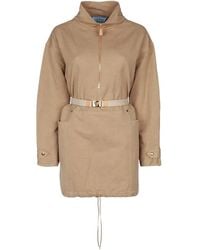 Prada - Mock Collar Mini Dress - Lyst