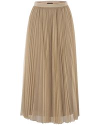 Fabiana Filippi - Wide Pleated Tulle Skirt With Knitted Belt - Lyst