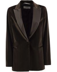 Peserico - Single-Breasted Stretch Velvet Blazer With Satin Lapels - Lyst