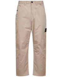 Stone Island - Logo Cotton Trousers - Lyst