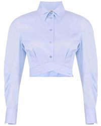 Elisabetta Franchi - Double-Collar Cropped Shirt - Lyst