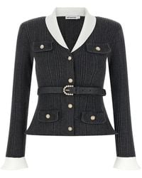 Self-Portrait - Self Portrait Ribbed Cardigan - Lyst