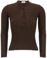 Magda Butrym - Ribbed Silk Sweater With Crew Neck - Lyst