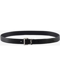 Saint Laurent - Hammered Leather Belt - Lyst