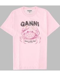 Ganni - T-Shirt Organic Cotton T-Shirts - Lyst