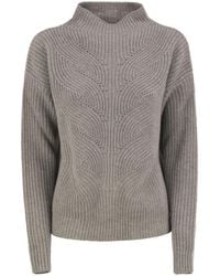 Herno - Pure Wool Jumper With Textured Knit And High Neck - Lyst