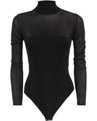 Elisabetta Franchi - Roll-Neck Bodysuit With Sheer Inserts - Lyst