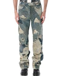 Who Decides War - Unearthed Distressed Patchwork Denim Jeans - Lyst