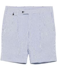 PT01 - Striped Seersucker Cotton Shorts - Lyst