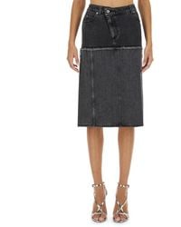 McQueen - Two-Tone Denim Skirt - Lyst