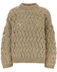 Brunello Cucinelli - Openwork Mohair Sweater With Sequins - Lyst