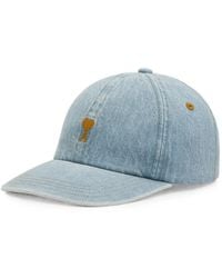 Ami Paris - Cotton Denim Cap With Ami De Coeur Motif - Lyst