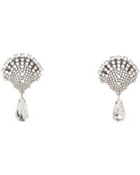 Alessandra Rich - Crystal Shell Earrings With Crystal Drop - Lyst