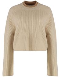 Max Mara - Wool And Cashmere Jersey With A Ribbed Knit - Lyst