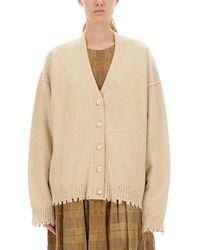 Uma Wang - Relaxed Fit Cashmere Cardigan With V-Neckline And Distressed Edges - Lyst
