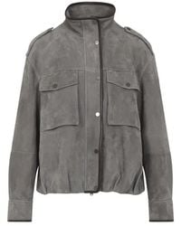Brunello Cucinelli - Suede Utility Jacket With Patch Pockets - Lyst