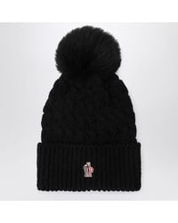Moncler - Wool Beanie With Shearling Pom-Pom - Lyst