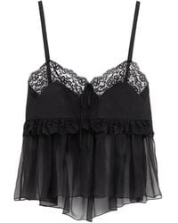 Chloé - Haut En Crêpe De Chine Soie Noir Top - Lyst
