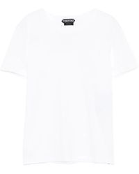 Tom Ford - Cotton T-Shirt With Tf Logo Embroidery - Lyst