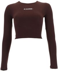 Jil Sander - Cropped Top With Logo Polyamide Elastane Tops - Lyst