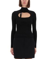 Versace Jeans Couture - Ribbed Top With Buckle - Lyst