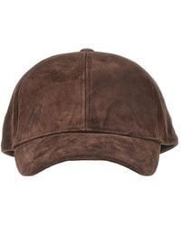 Emporio Armani - Suede Leather Baseball Cap With Ea Logo - Lyst