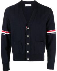 Thom Browne - Rwb Stripe V Neck Cardigan - Lyst