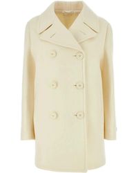 Prada - Ivory Wool Blend Coat - Lyst