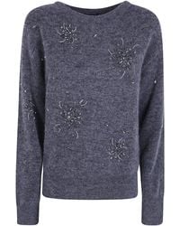 Seventy - Boat Neck Sweater With Appliques - Lyst