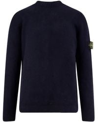 Stone Island - Crew Neck Sweater With Logo Patch - Lyst