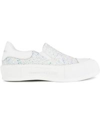 McQueen - Deck Plimsoll Glitter Slip On Sneakers - Lyst