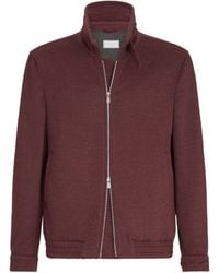 Brunello Cucinelli - Virgin Wool Beaver Cloth Bomber Jacket With Zipper - Lyst