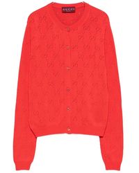 Gucci - Cotton Monogram Cardigan With Perforations - Lyst