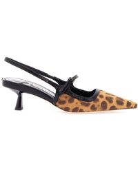 Jimmy Choo - Leopard Print Leather Pumps With 45Mm Heel And Pointed Toe - Lyst