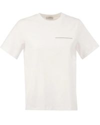 Peserico - Stretch Cotton T-Shirt With Punto Luce Chest Pocket Detail - Lyst
