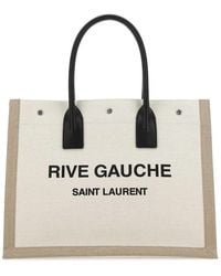 Saint Laurent - Sand Canvas Big Rive Gauche Shopping Bag - Lyst