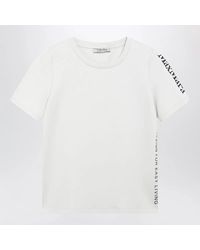 Max Mara - Max Mara S Écru Cottonblend Tshirt With Embroidered Logo - Lyst