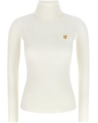 Elisabetta Franchi - Turtleneck Embroidery À Jour - Lyst