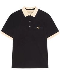 Valentino Garavani - Cotton Piqué Polo Shirt With Vgold - Lyst