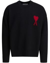 Ami Paris - Ami De Coeur Knitwear Black - Lyst