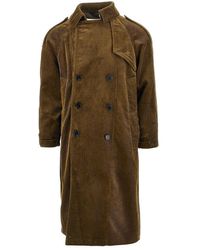 Paltò - Paltó Corduroy Double-Breasted Long Coat - Lyst