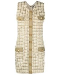 Balmain - Nude Tweed Short Dress - Lyst
