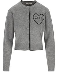 Chloé - Fitted Logo Cardigan - Lyst