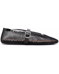 Alaïa - Ballerina Strap Mesh Leather Flats - Lyst
