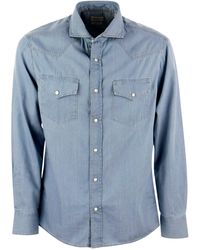 Brunello Cucinelli - Lightweight Denim Leisure Fit Shirt With Press Studs - Lyst