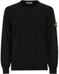 Stone Island - Crew Neck Jumper With Small Lapel - Lyst
