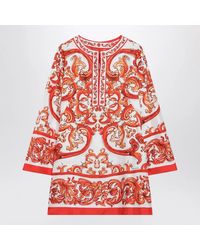 Dolce & Gabbana - Dolce & Gabbana Maiolicaprint Silk Twill Kaftan Dress, Multicolour - Lyst