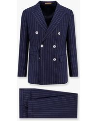 BOSS Double-breasted pinstriped linen suit メンズ BOSS - Double-breasted, pinstriped blazer in stretch jersey